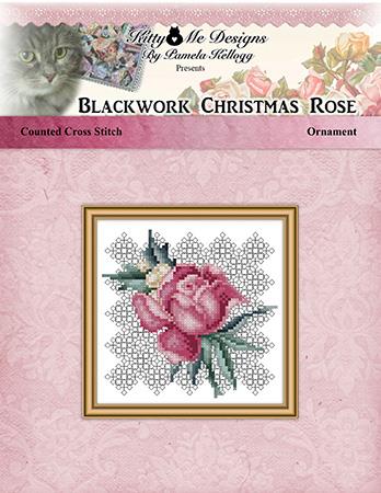 Blackwork Christmas Rose Ornament